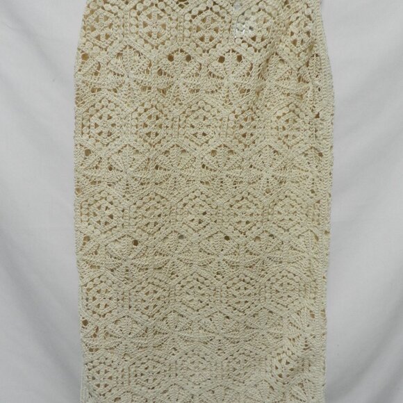H&M Crochet knit midi skirt cover-up cream side slit elastic Size Sz Small SM S - Picture 3 of 12